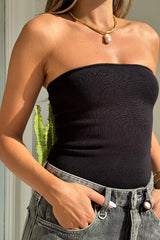 Rex Tube Top Black by Sneaky Link - Trendy and playful tube top combining comfort and sophistication, perfect for stylish summer looks and viral streetwear vibes.