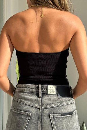 Rex Tube Top Black by Sneaky Link - Trendy and playful tube top combining comfort and sophistication, perfect for stylish summer looks and viral streetwear vibes.