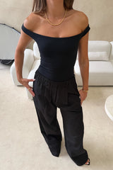 Jaz Hand Paracord Pant Black by Sneaky Link, wide leg black pants with relaxed fit, perfect for everyday styling