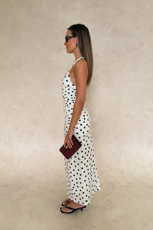 Chrissy Midi Dress White Polka Dot