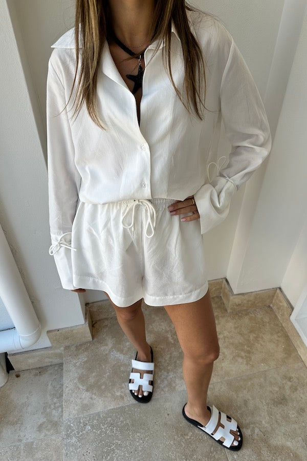 Sneaky Link | Open Neck Blouse White | Girls With Gems