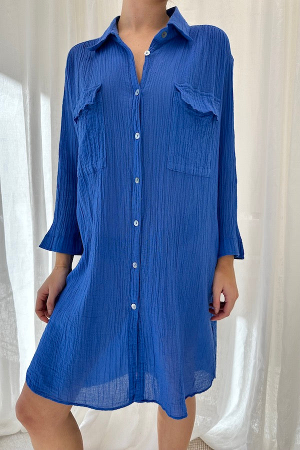 D&#39;Artemide | Olina Shirt Dress Royal Blue | Girls With Gems