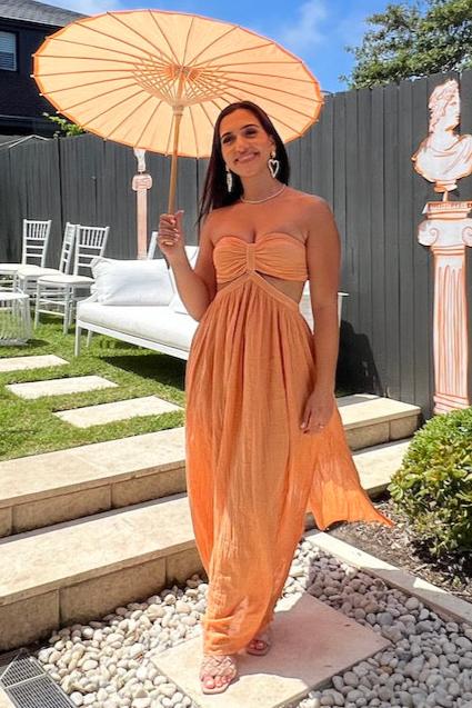 Chloe Dress Apricot by D'Artemide. A delicate, stylish dress perfect for boho lovers. 