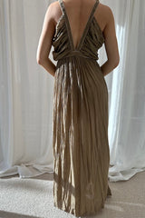 Alka Dress Mocha by D'Artemide – One-size cotton dress with tape detail, crafted for timeless shape and soft feminine edge.