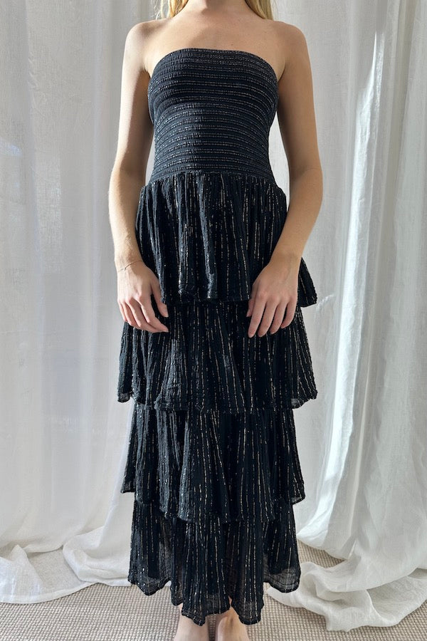 D&#39;Artemide | Tiered Maxi Dress Black | Girls With Gems
