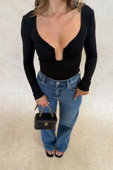 Celine High Rise Stretch Jean Indigo by Sneaky Link, high-stretch sculpting denim with a clean flare, elongating legs perfectly.