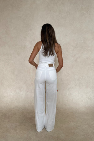 Celine High Rise Stretch Jean White