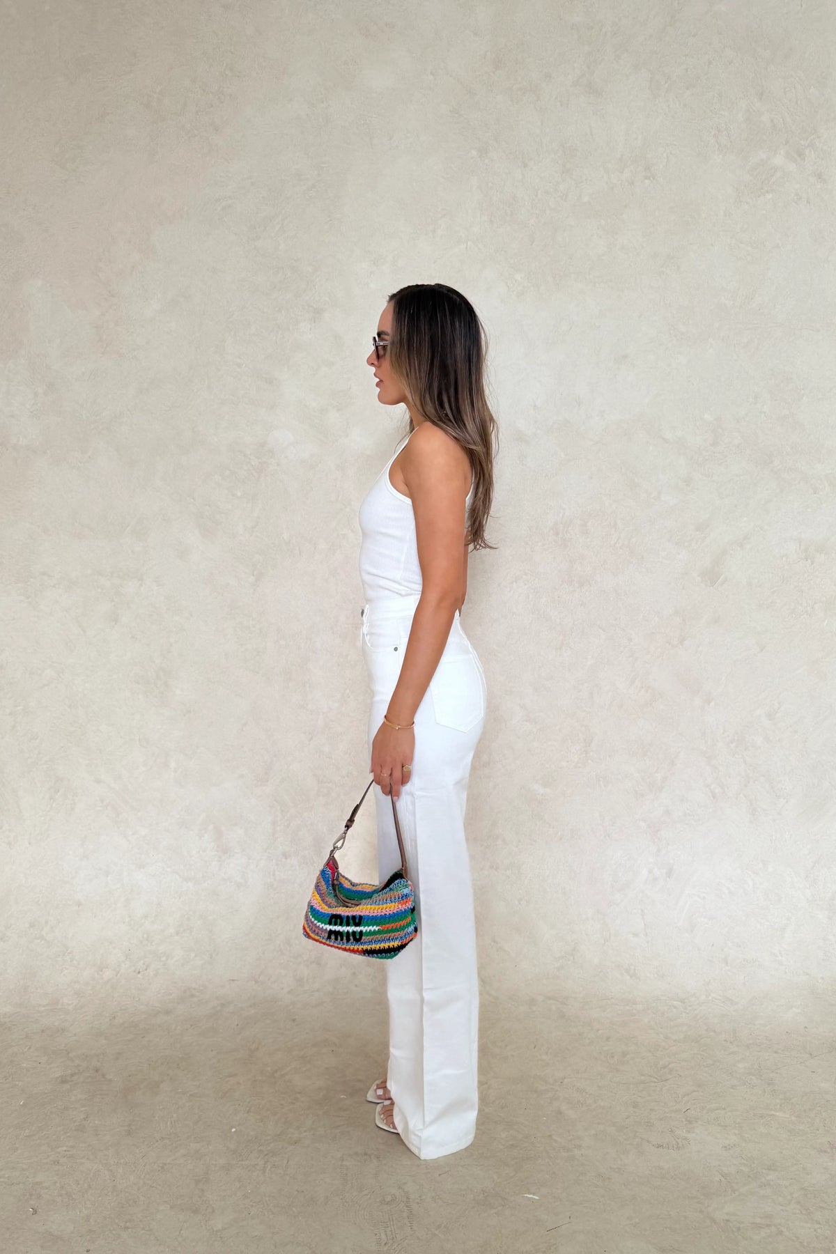 Celine High Rise Stretch Jean White