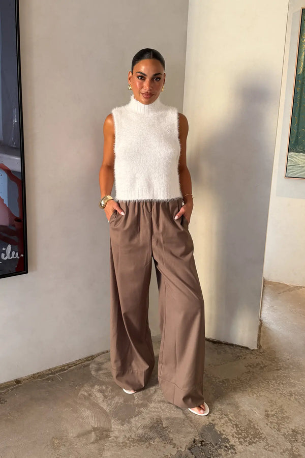 Zoe Relaxed Suit Pant Taupe