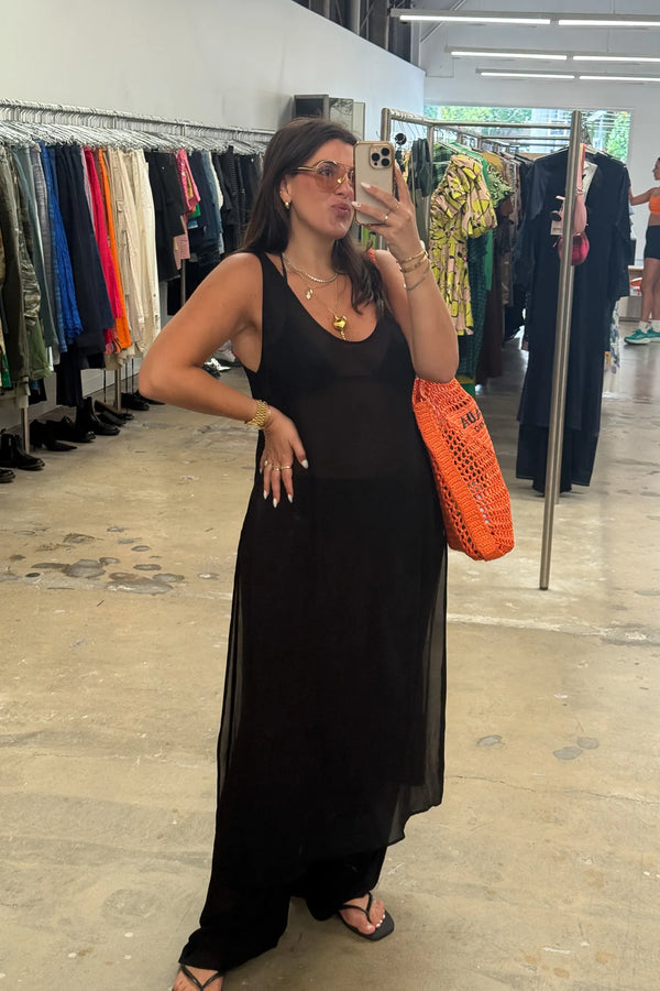 Sheer Tunic Dress Black