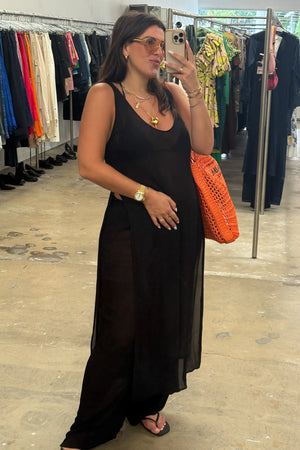 Sheer Tunic Dress Black