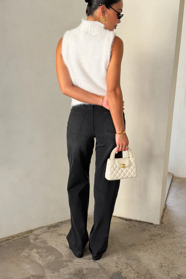 Celine High Rise Stretch Jean Black Wash