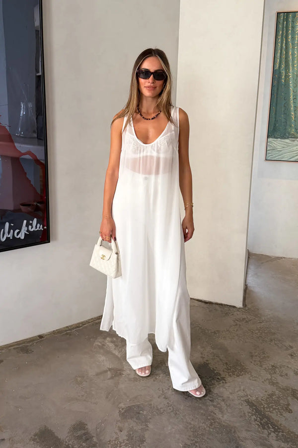 Sheer Tunic Dress White