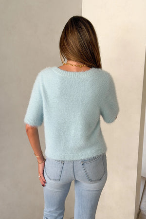 Kaia V Neck Knit Top Blue