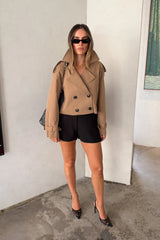 Cropped Trench Jacket Tan