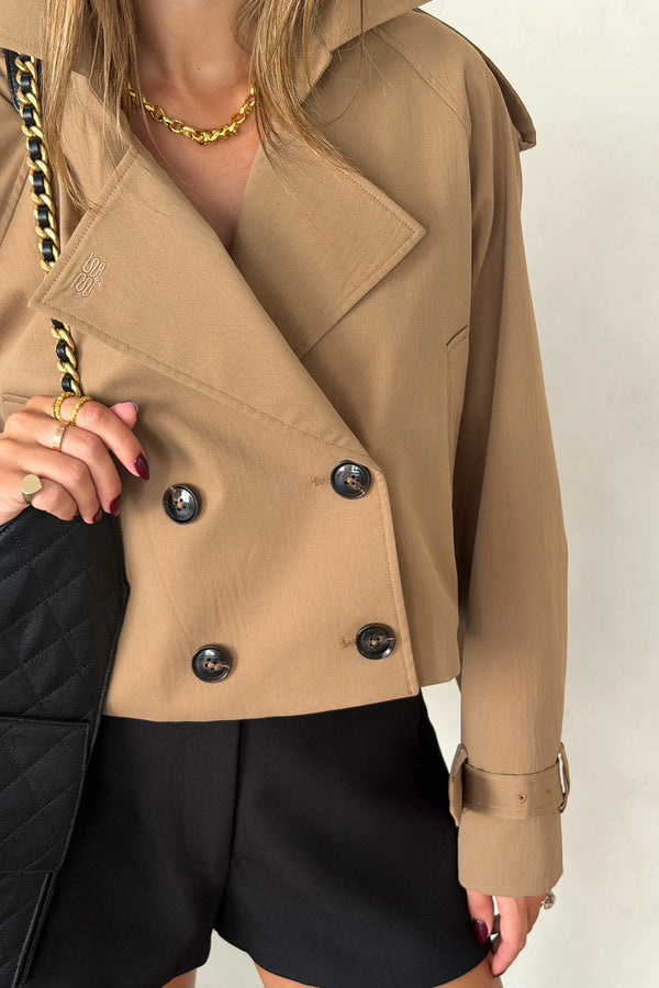 Cropped Trench Jacket Tan