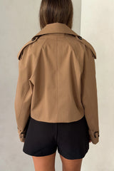 Cropped Trench Jacket Tan by Sneaky Link, structured cropped trench with classic tailoring and a fully lined finish.