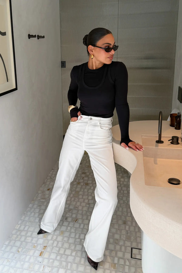 Yianni Layered Long Sleeve Top Black