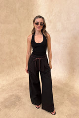 Jaz Hand Paracord Pant Black by Sneaky Link, wide leg black pants with relaxed fit, perfect for everyday styling