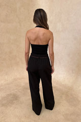 Jaz Hand Paracord Pant Black by Sneaky Link, wide leg black pants with relaxed fit, perfect for everyday styling