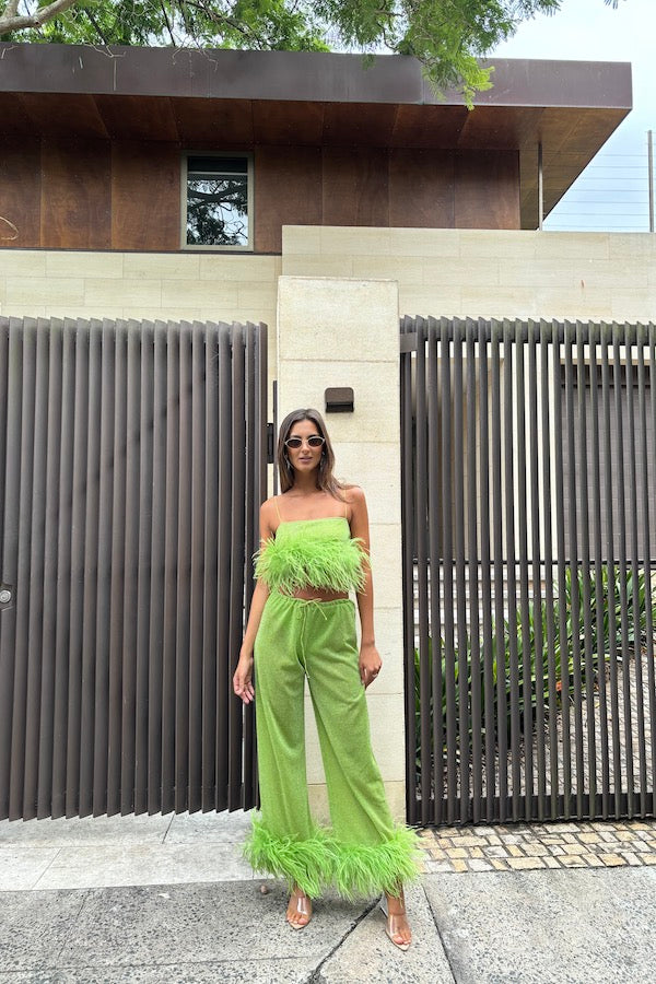 Oséree | Lumiere Plumage Long Pants Lime | Girls with Gems