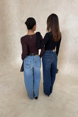 Stella High Rise Jean by Sneaky Link, classic straight-leg denim with a flattering high waist in rigid 100% cotton for a timeless fit.