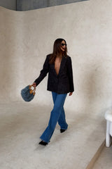 Gretta Blazer Black Marle by Sneaky Link, a warm textured poly blazer with single-button closure, classic tailoring, and relaxed fit for day-to-night style.