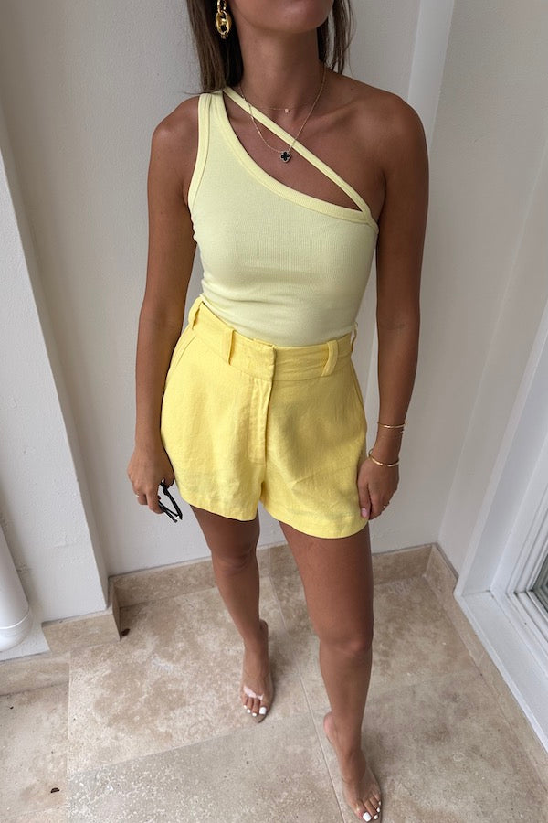 Sneaky Link | One Shoulder Strap Tank Lemon | Girls With Gems
