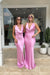 Michael Lo Sordo | Women's Drape Front Maxi Dress Pink | Girls with Gems