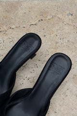 Monroe Suede Heel Black by Sneaky Link — Features a 4cm heel, suede outer, glossy heel, and manmade sole. Fits true to size.