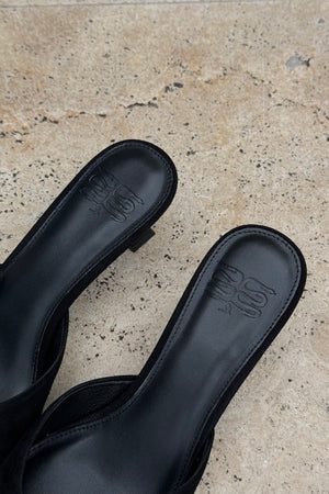 Monroe Suede Heel Black by Sneaky Link — Features a 4cm heel, suede outer, glossy heel, and manmade sole. Fits true to size.