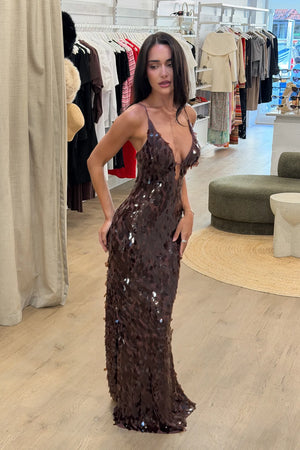The 'Sapphire' Sequin Maxi Dress Fig
