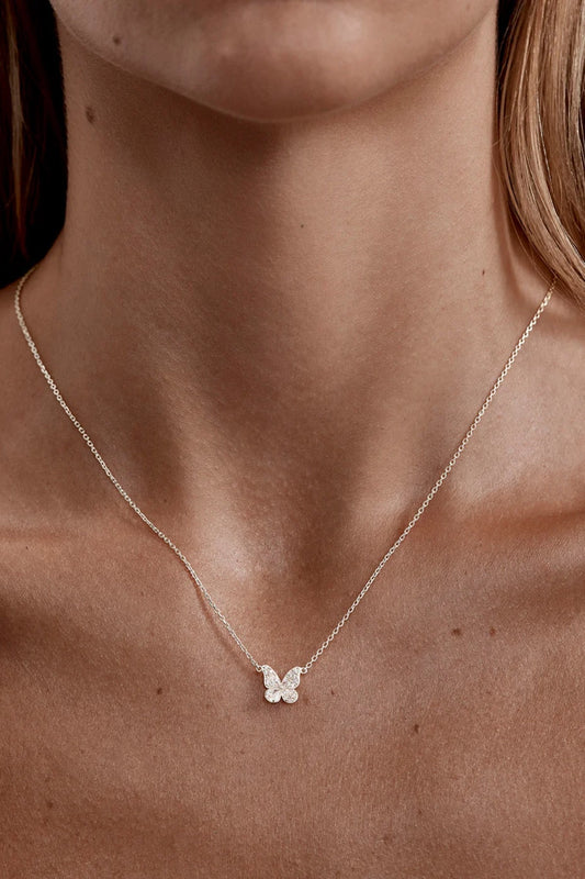 I Believe I Become Necklace Sterling Silver by By Charlotte – butterfly pendant necklace with cubic zirconia stones.