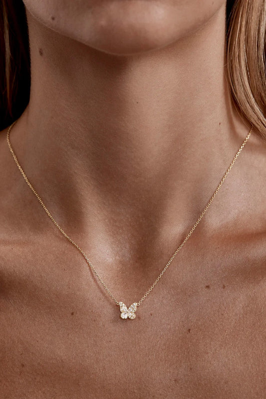 I Believe I Become Necklace by By Charlotte – 18k gold vermeil butterfly pendant with cubic zirconia stones.