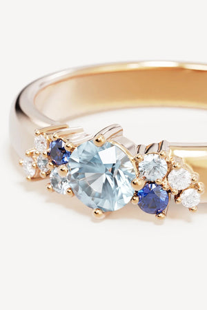 I Breathe I Become Ring by By Charlotte – 18k gold vermeil ring with aquamarine, sapphire and tourmaline stones.
