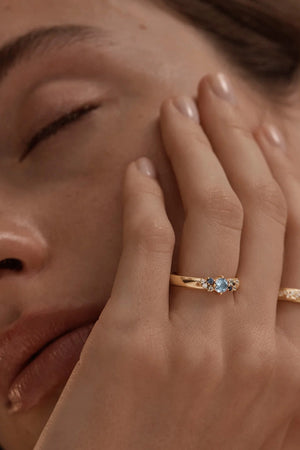 I Breathe I Become Ring by By Charlotte – 18k gold vermeil ring with aquamarine, sapphire and tourmaline stones.