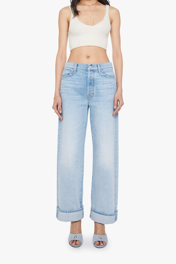 I Could Care Less Jeans by MOTHER – a slouchy low-rise jean with straight leg and faded wash. Perfect for relaxed everyday wear.