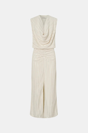 Imara Midi Dress Cream by Camilla and Marc, soft draped silhouette featuring gathered bodice, cowl front, and flattering front split.