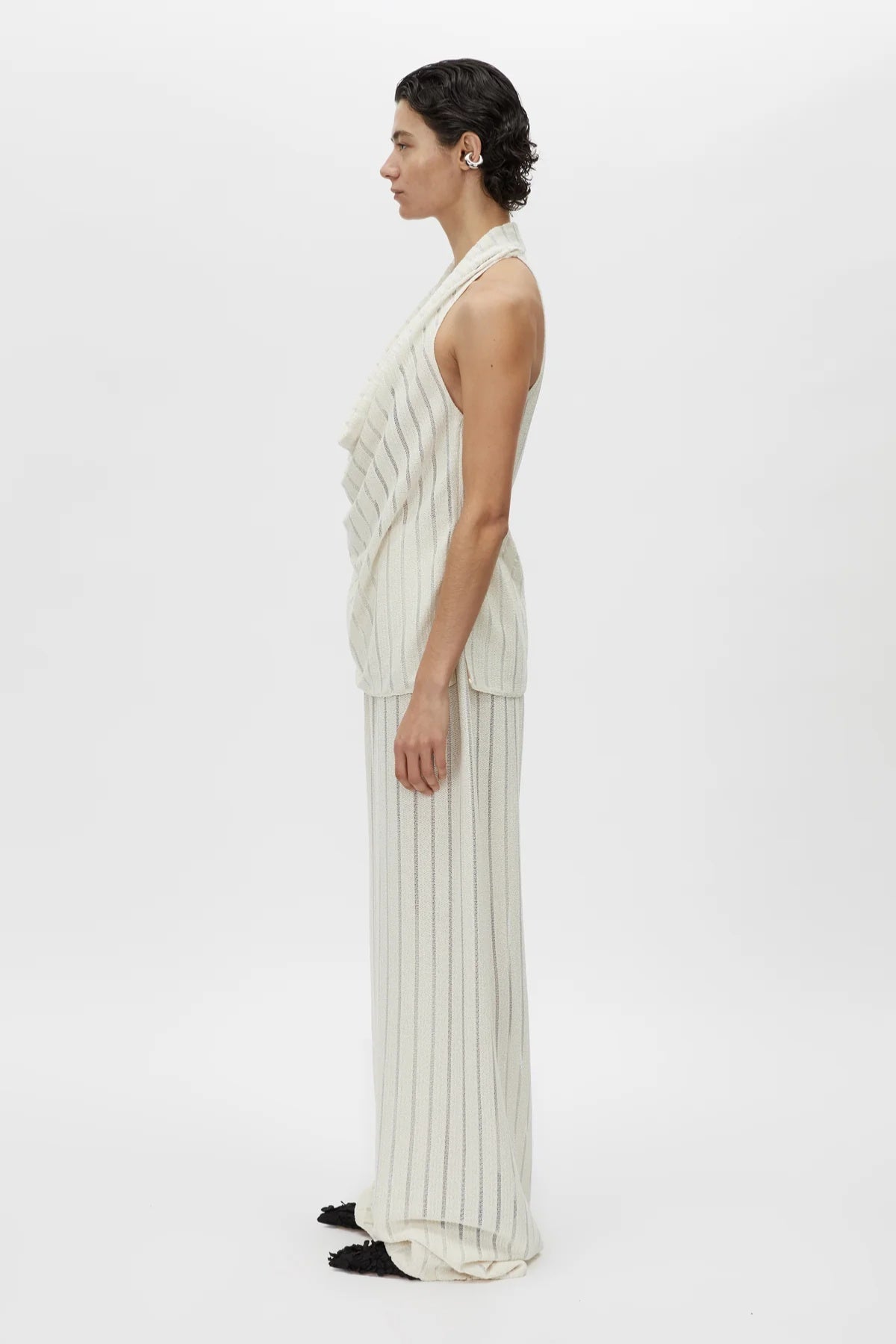 Imara Pant Cream by Camilla and Marc, sheer wide-leg pant with hot short underlay and elastic waistband for elevated resort style