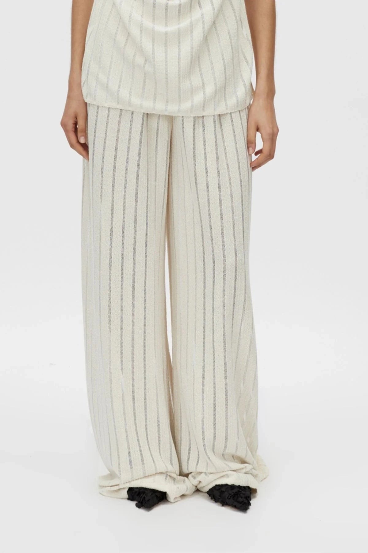 Imara Pant Cream by Camilla and Marc, sheer wide-leg pant with hot short underlay and elastic waistband for elevated resort style.