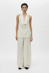 Imara Pant Cream by Camilla and Marc, sheer wide-leg pant with hot short underlay and elastic waistband for elevated resort style