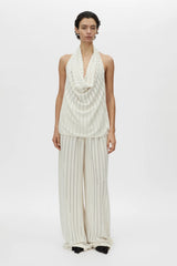 Imara Pant Cream by Camilla and Marc, sheer wide-leg pant with hot short underlay and elastic waistband for elevated resort style