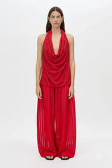 Imara Pant by Camilla and Marc – sheer garnet pants with an elastic waist, hot short lining, and clean topstitching, perfect for bold evening looks.