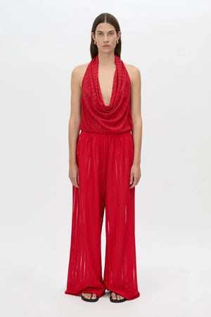 Imara Pant by Camilla and Marc – sheer garnet pants with an elastic waist, hot short lining, and clean topstitching, perfect for bold evening looks.