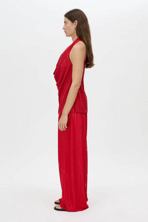 Imara Pant by Camilla and Marc – sheer garnet pants with an elastic waist, hot short lining, and clean topstitching, perfect for bold evening looks.