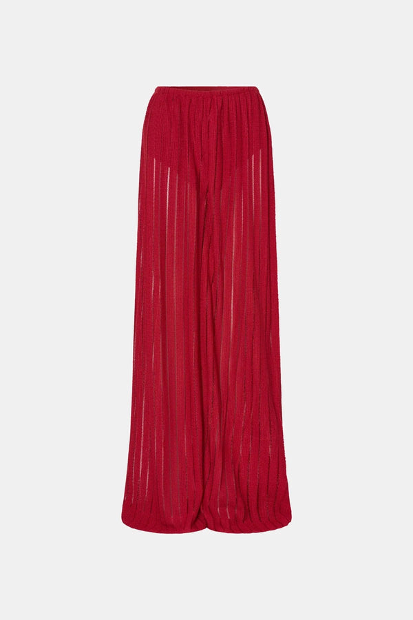 Imara Pant by Camilla and Marc – sheer garnet pants with an elastic waist, hot short lining, and clean topstitching, perfect for bold evening looks.