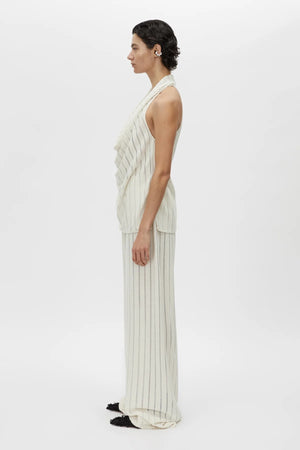 Imara Top Cream by Camilla and Marc, halter style with deep cowl neckline and high side splits for modern day-to-night elegance.