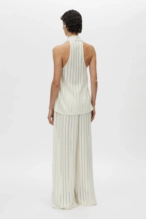 Imara Top Cream by Camilla and Marc, halter style with deep cowl neckline and high side splits for modern day-to-night elegance.