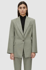 Ingram Blazer in Natural Marle by Camilla and Marc, slim-fit wool-blend blazer with padded shoulders and cinched waist, perfect for a polished, sophisticated look.