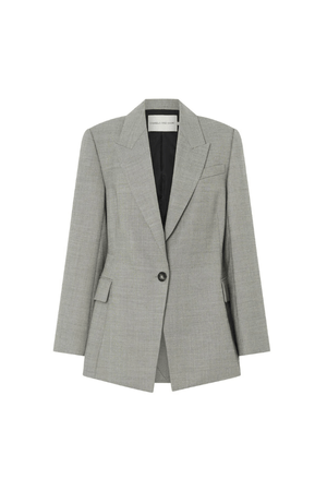 Ingram Blazer in Natural Marle by Camilla and Marc, slim-fit wool-blend blazer with padded shoulders and cinched waist, perfect for a polished, sophisticated look.